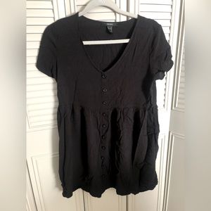 Forever 21 black short sleeve button mini dress